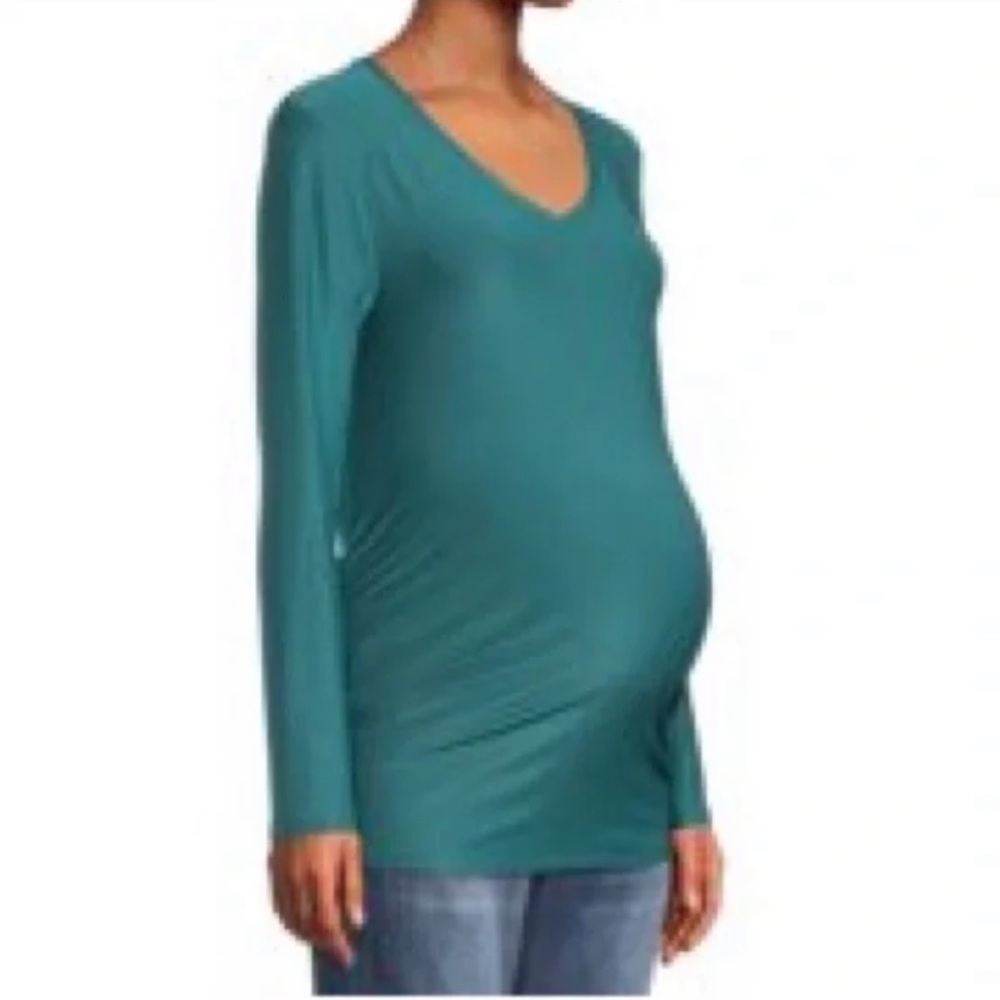Maternity V-Neck T-shirt with Long Sleeves - Picture 7 of 7